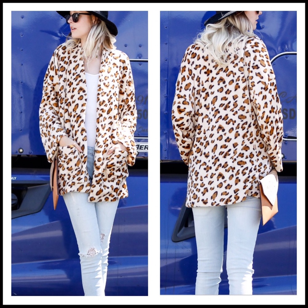 Fuzzy Leopard Cardigan - Picture 1 of 5